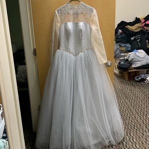 Light Grey dress with Thule over Satin.